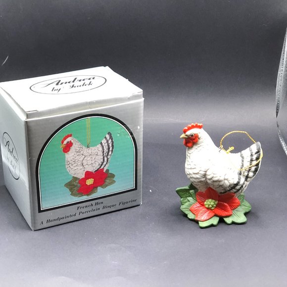 Andrea by Sadek FRENCH HEN ORNAMENT w/ 1991 Box Porcelain Bisque Hand-Painted - Picture 4 of 15
